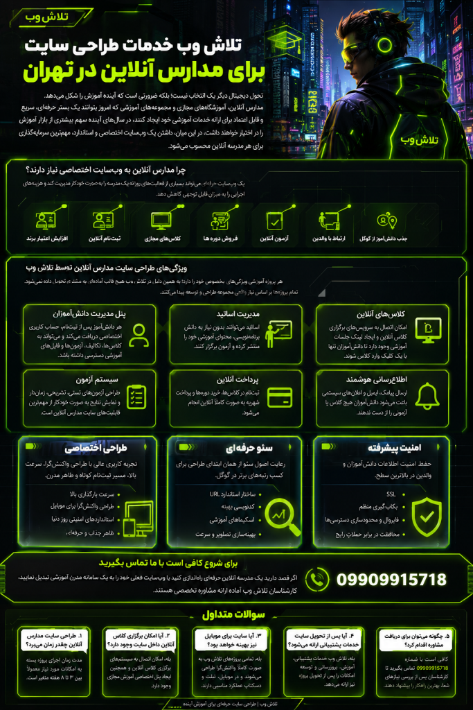 تلاش وب خدمات طراحی سایت برای مدارس آنلاین در تهران عکس